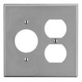 Hubbell Wiring Device-Kellems Wallplate, 2-Gang, 1) Duplex 1) 1.40" Opening, Gray P78GY
